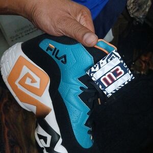 Fila Men's Teal and Orange Sneakers
